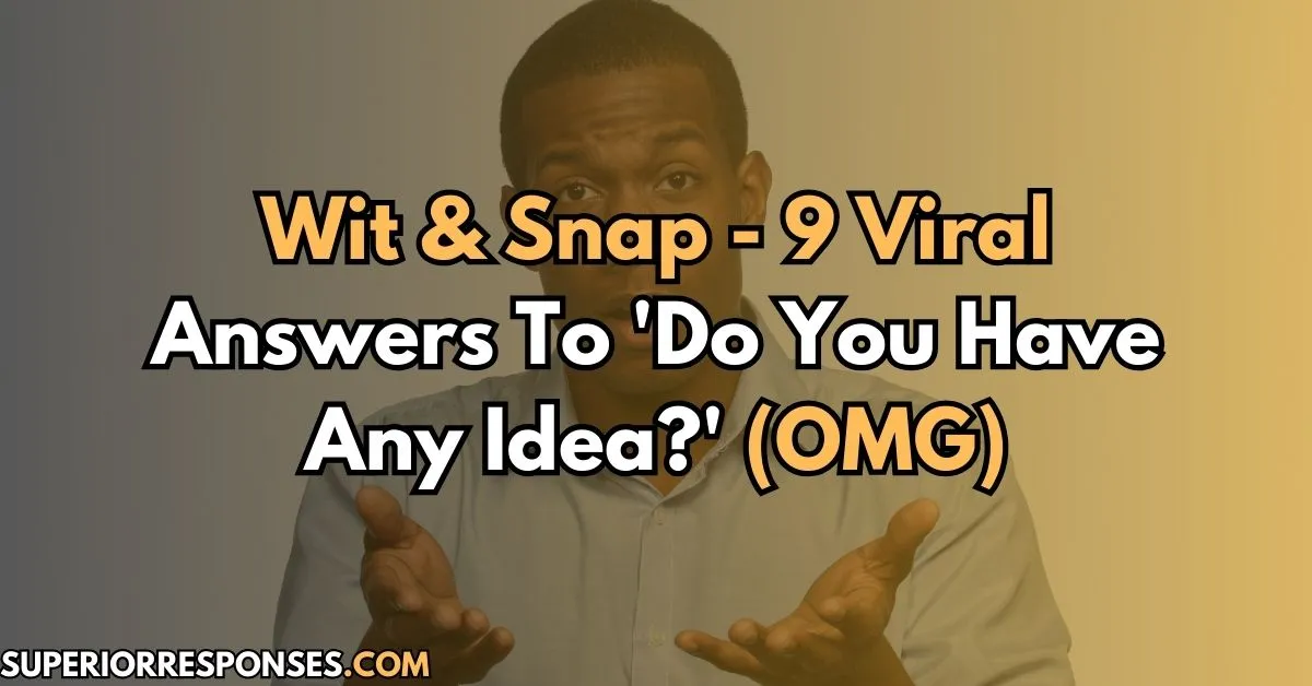 Wit & Snap - 9 Viral Answers To 'Do You Have Any Idea?' (OMG)